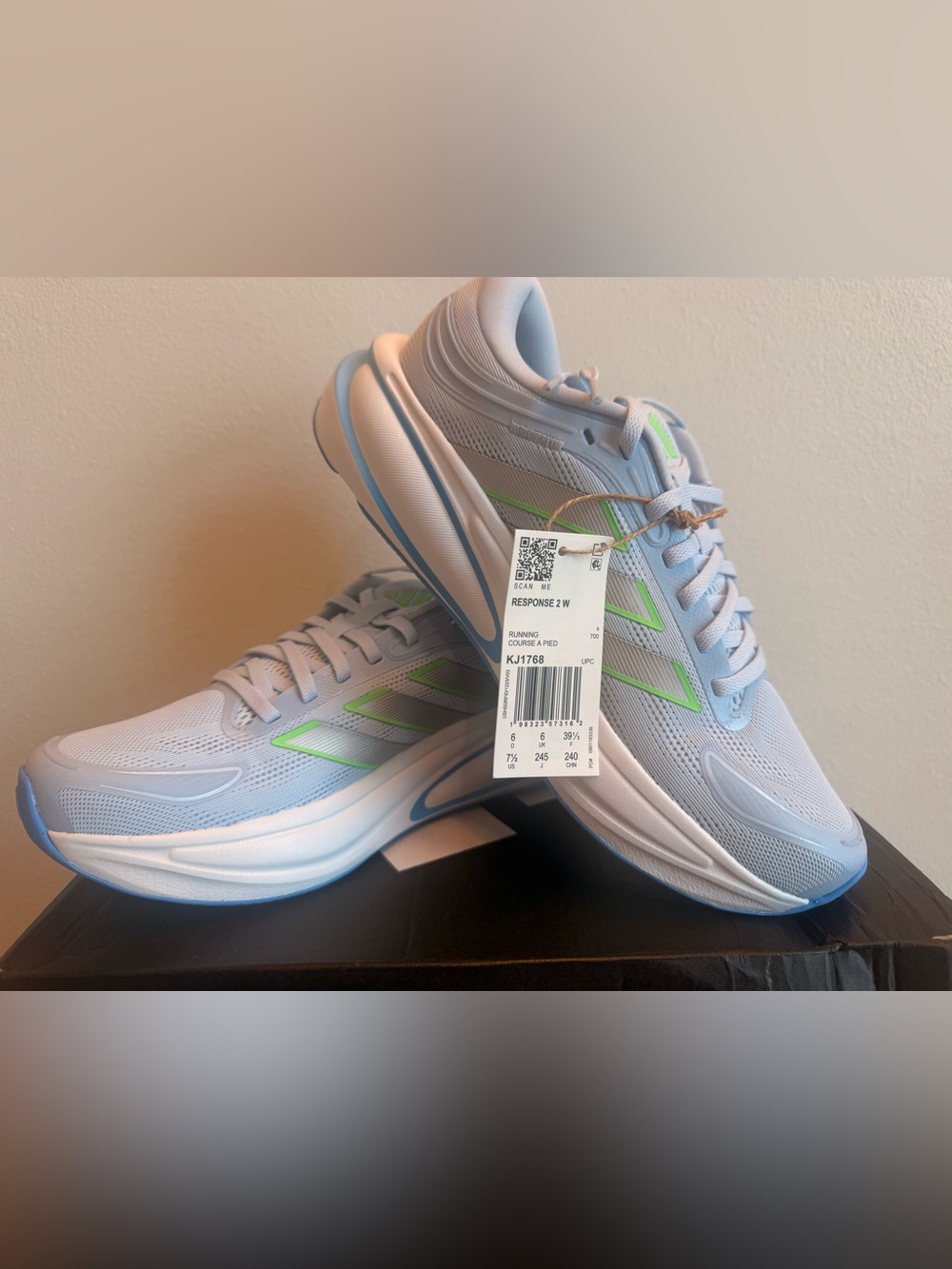 Response 2 W Lightweight Running Sneakers - Light Blue & Lime Size 7.5 US ; 6 UK